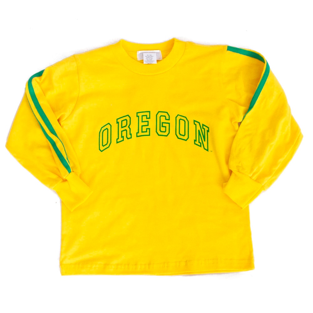 Arched Oregon, Third Street, Yellow, Long Sleeve, Cotton, Kids, Youth, Outline design, Dual stripe, T-Shirt, 843196